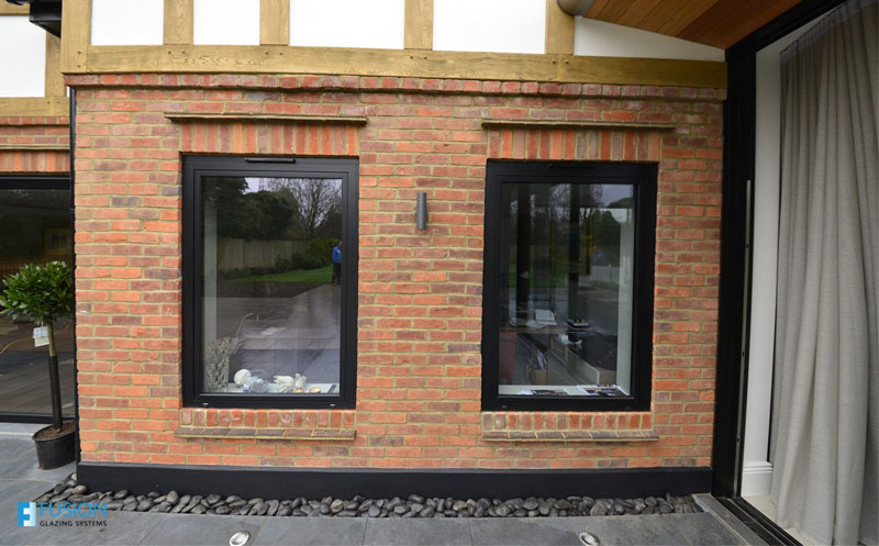 Black aluminium tilt and turn windows