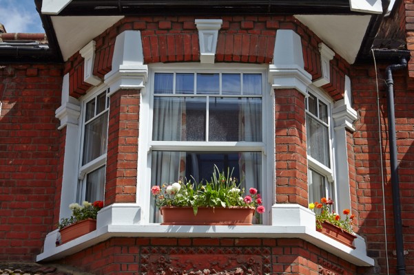 White bay sliding sash windows